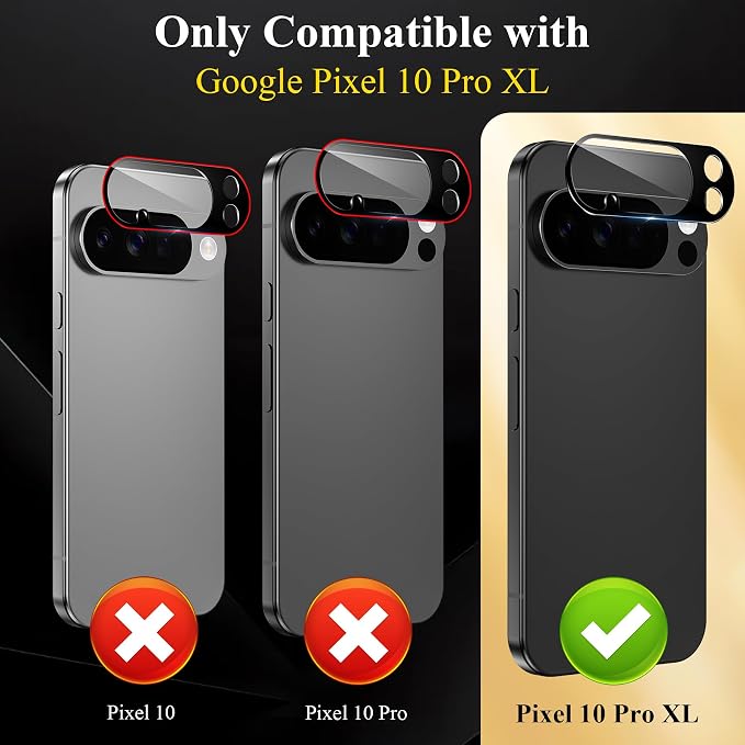 4 Pack for Google Pixel 10 Pro XL Camera Lens Protector(Not for 10 Pro) | 9H Tempered Glass Camera Lens Cover Decoration, Case Friendly, High Definition, Scratch-Resistant, Easy to Install - Image 2