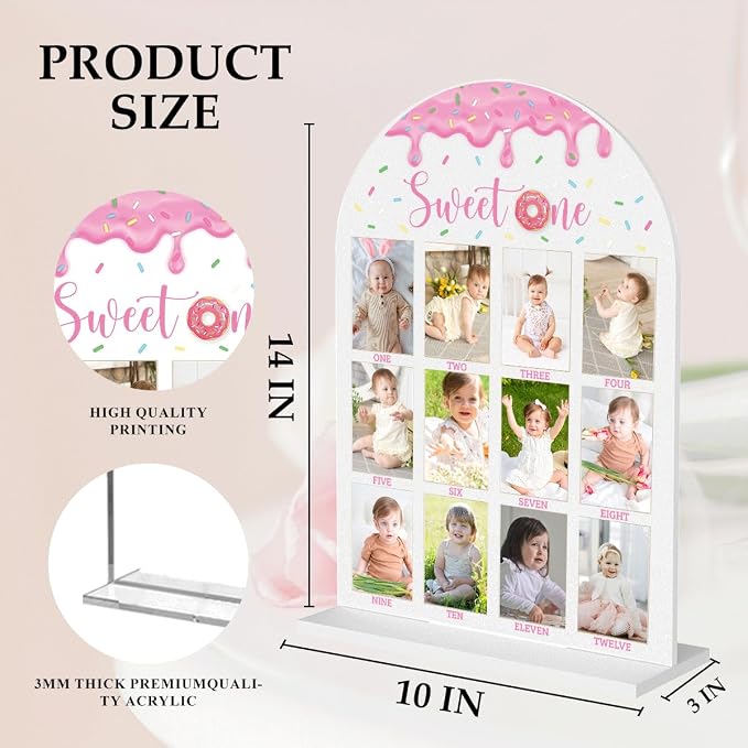 My First Year Photo Board Baby Milestone Signs One Year of Baby Photo Board, Best Babies Keepsake 10x14 Inches Acrylic Sign Decor Fits 2" x 3" Photo A14 - Image 2