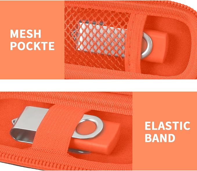 USB Flash Drive Case, SD Card/Thumb Drive/Memory Cards Holder, Bag Only | SDXC/SDHC Storage, Electronic Accessories Organizer for SanDisk / for Samsung, for Students/IT/Office/School/Travel, Orange - Image 4