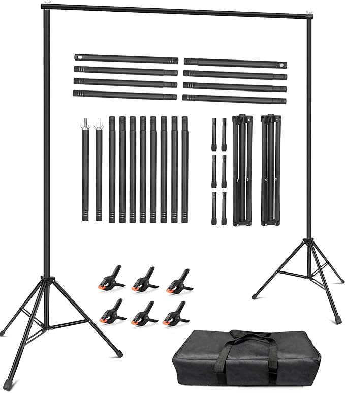 Hemmotop Backdrop Stand 10x8ft, Versatile Sizes Adjustable Banner Holder | Metal, Fits Projector Screen, Background, Balloon, Ideal for Photoshoot, Wedding, Birthday, Baby Shower Party, Photo Booth by Hemmotop