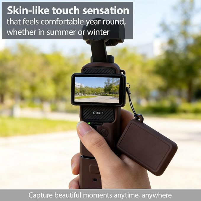Case for DJI Osmo Pocket 3/Xtra Muse Camera, Soft Silicone Protective Case, Anti-Scratch, Slim Fit Skin with mic Cover and Screen Protector Accessories for Osmo Pocket 3/Xtra Muse (Brown) - Image 3