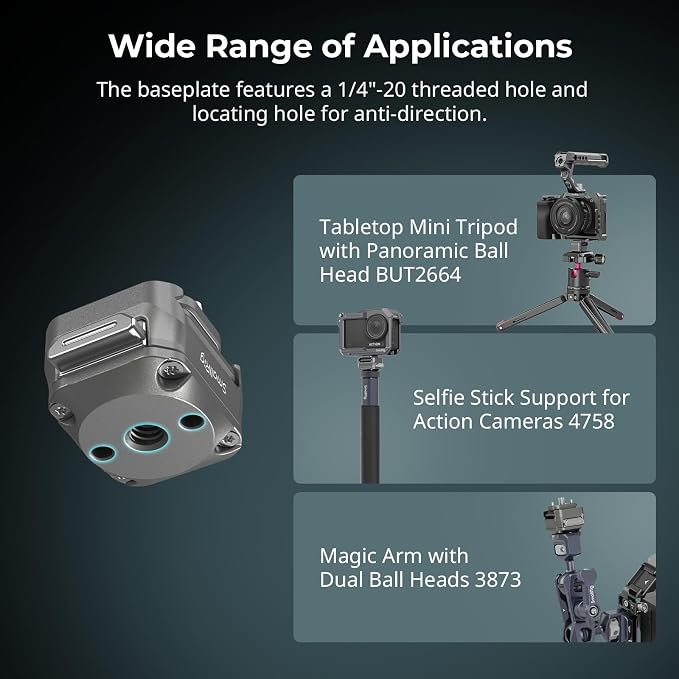 SmallRig HawkLock H21 QR Mount Plate Dual-Directio NATO Rail | Anti-Deflection 1/4"-20 Screw, holds up to 11lb for cameras, monitors, action cameras - Image 9
