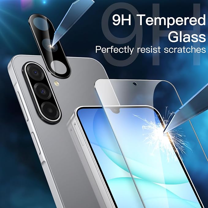 JETech Screen Protector for Galaxy A17, with Camera Lens Protector, 2+2Pack | HD Clear Tempered Glass, Anti-Scratch Protection - Image 3