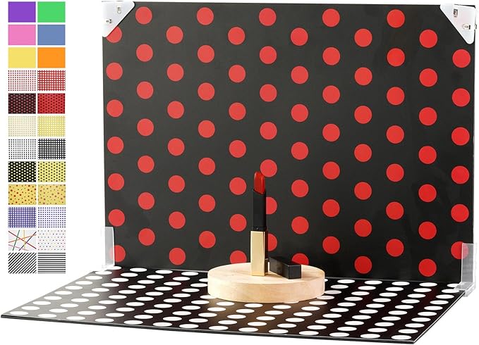 Meking 12Pcs 24Patterns Product Photography Backdrops Kit (16.5X11.8inch) | Small Photo Backdrop Colorful Polka Dot Flat Lay Background for Jewelry, Cosmetics,Crafts and Other Small Product Photography by Meking