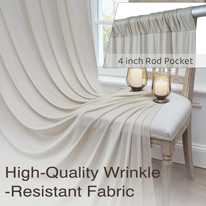 40ftx10ft Wrinkle Free Beige Backdrop Curtains for Parties, 8 Panels 5x10ft Silky Polyester Photo Backdrop Drapes Back Drop Cloth Drapery for Wedding Birthday Photography Background - Image 4