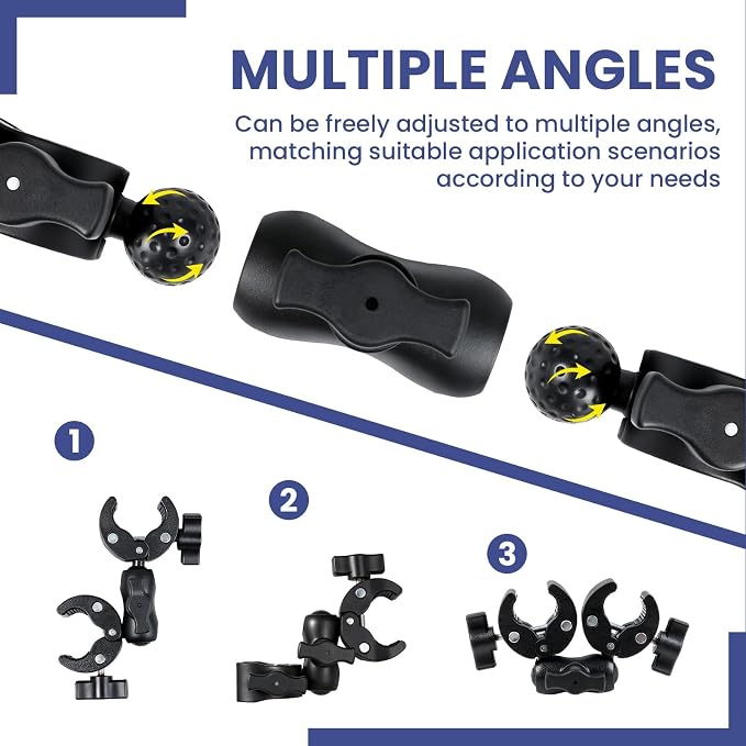 INNOLIFE Double Ball Head Camera Clamp - Adjustable Mounting Bracket with Pliers-Style Grips for Photo Studio Equipment, Light Stands, Reflectors, Monitors, and Golf Cart Crossbars（6inch） - Image 6