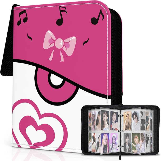 Zipper Seals Kpop Photocard Binder, A5 PU Leather Binder Card Collector Album for Fujifilm Instax Mini Camera, Polaroid Camera, Suitable for Lomo Cards, 50 Pack 4-Pocket(400 Photos/Card) by Aocii