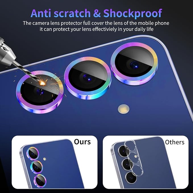 Camera Lens Protector for Samsung Galaxy S25 FE,1 Pack | Tempered Metal Glass Camera Cover, HD Clear Anti-Scratch Lens Screen Protector Film,Case Friendly,Colorful Titanium - Image 4