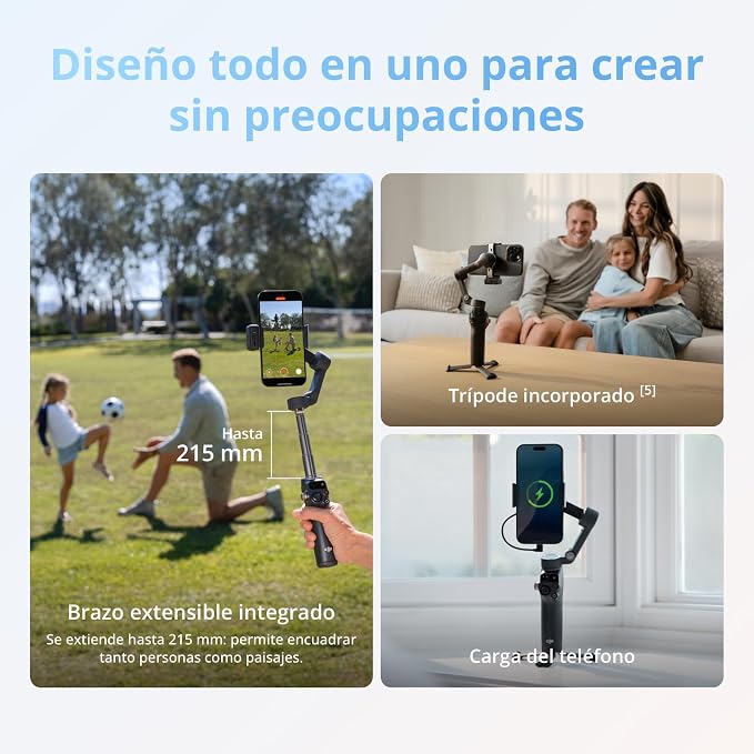 DJI Osmo Mobile 8 Gimbal Stabilizer for Phone, 3-Axis Stabilization | AI Native Tracking with Audio & Lighting, 360° Pan Rotation, Built-in Extension Rod & Tripod, 10h Battery, Extension Rod - Image 6