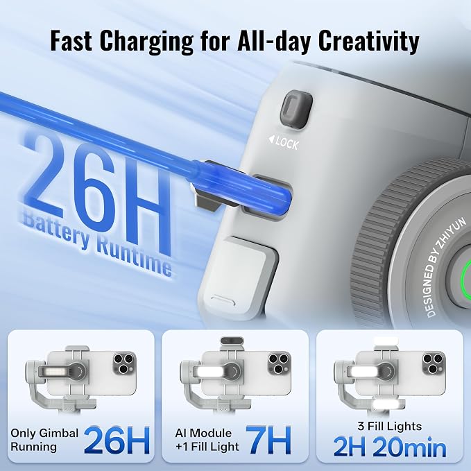 ZHIYUN CINEPEER Smooth 5E Gimbal Stabilizer for iPhone, Android | Built-in Fill Light, Tripod, 3-Axis 300g Payload Phone Gimbal, Gesture Control, Vlogging Stabilizer for YouTube, TikTok - Image 6