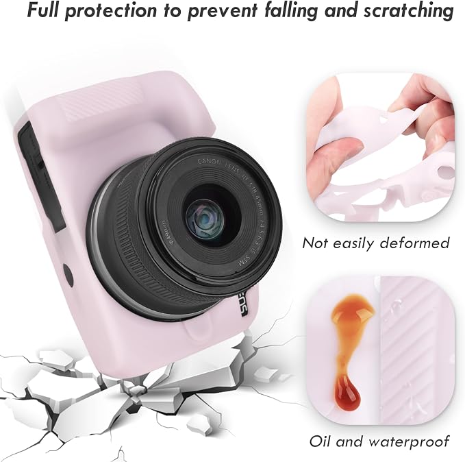 Rieibi EOSR50 EOS R50 Case, Soft Silicone Protective Case for Canon EOS R50 EOSR50 Vlogging Camera, Lightweight EOS R50 Camera Case Cover Grip Body Skin - Light Pink - Image 8