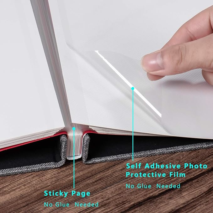 Large Photo Album Self Adhesive 4x6 8x10 10x12 13"x12.8" Magnetic Scrapbook 12.6"x11" Inch 60 Sticky Pages Linen Cover DIY Photo Album with A Metallic Pen and DIY Stickers(Grey) - Image 4