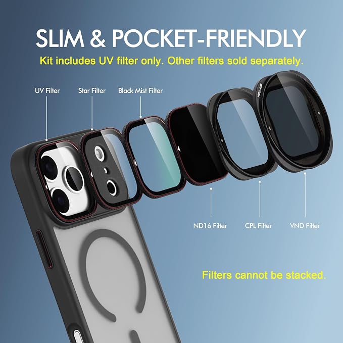 Magnetic UV Filter for iPhone 17 ProMAX with case | Compatible w MagSafe | Quick-Release System for CPL/ND/VND (Sold Separately) | Phone Video Lens Accessory Camera Lens Protector for Vlog Live - Image 6