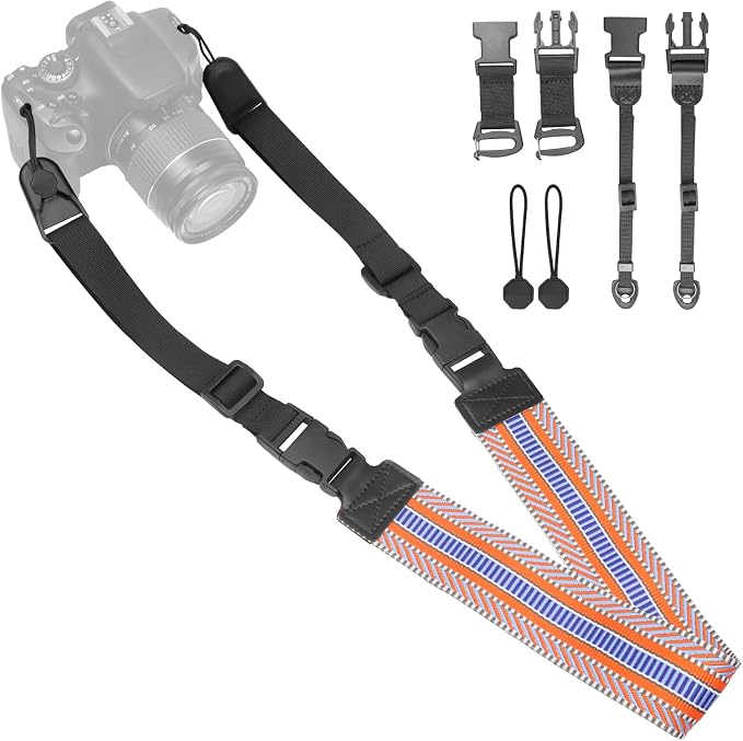YFWE Adjustable Camera Neck Strap, Vintage Woven Shoulder & Crossbody Camera Strap with 4 Connection Ways, Anti-Slip Camera Strap for DSLR, Mirrorless & Camcorder, Travel & Outdoor Photography Gear by YFWE