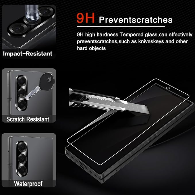 Milomdoi Screen Protector for Samsung Galaxy Z Fold 8 Ultra/Z Fold 7 | 3 Pack Inside TPU Film + 3 Pack Front 9H Tempered Glass + 3 Pack Camera Lens Protector, Easy Installation, No Bubbles - Image 5