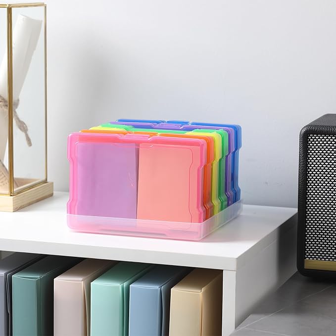 novelinks 6 Pcs 4"x6" Plastic Photo Storage Boxes with Tray (Color 3Pack) | Photo Organizers and Storage, Task Boxes for Special Education, Flash Card Holder, 4x6 Index Card Holder, Picture Boxes - Image 7