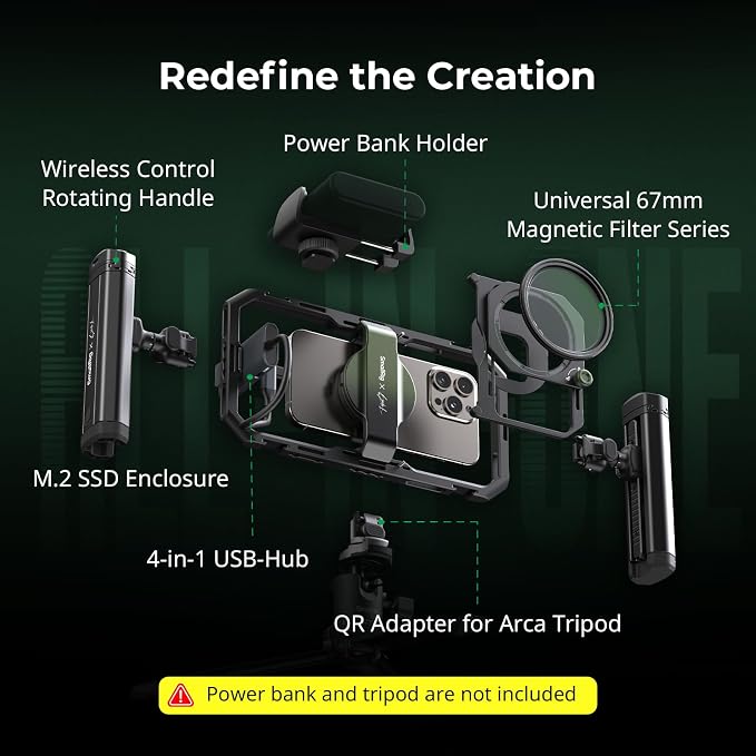 SmallRig x Brandon Li All-in-One Mobile Video Kit, Quick Release Universal Phone Video Rig Kit for iPhone for Samsung for Pixel, with Wireless Rotatable Handles for M.2 SSD w 67mm VND Filter - 4596 - Image 2