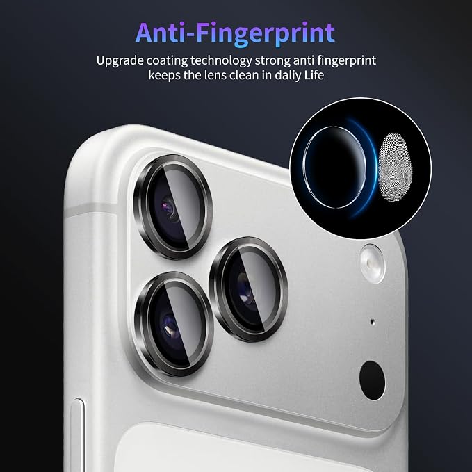 Camera Lens Protector for iPhone 17 Pro/iPhone 17 Pro Max,1 Pack | Tempered Metal Glass Camera Cover Film,HD Clear,Anti-Scratch Lens Screen Protector Film,Case Friendly,Black Titanium - Image 6