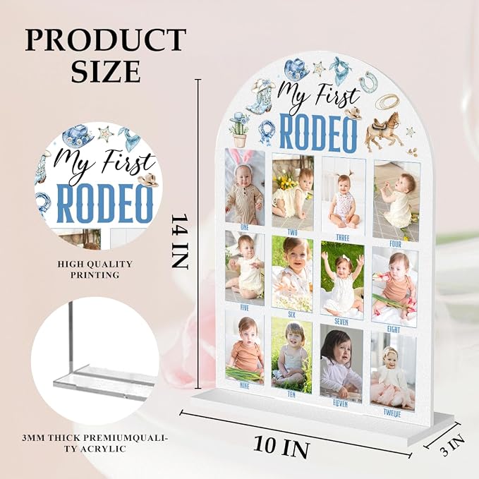 My First Year Photo Board Baby Milestone Signs One Year of Baby Photo Board, Best Babies Keepsake 10x14 Inches Acrylic Sign Decor Fits 2" x 3" Photo A08 - Image 2