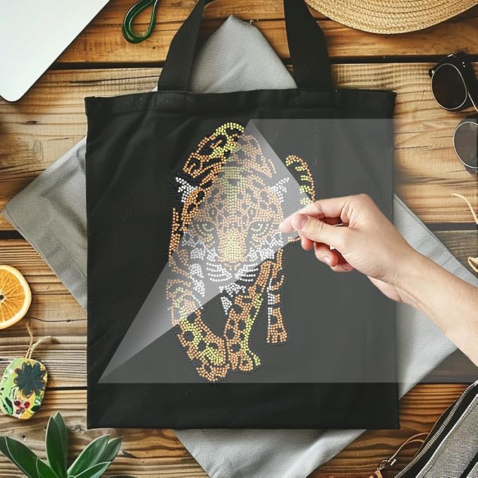 1 Pc Leopard Pattern Rhinestone Iron on Hotfix Transfer Decal, Bling DIY Patch Clothing Repair Applique T-Shirt Vest Shoes Hat Jacket Decor Clothing DIY Accessories - Image 4
