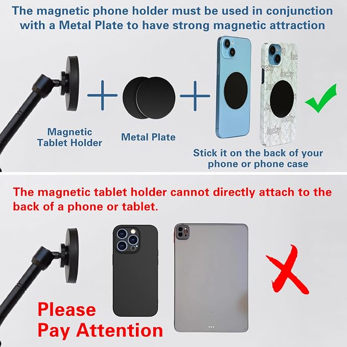 Magnetic Tablet Holder for Mic Stand, Full Metal Phone & iPad Music Stand, Compatible with All Models of iPad and iPhone Devices, Adjustable at Any Angle - Image 2