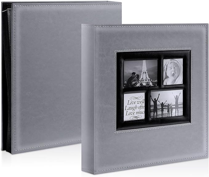 Ywlake Photo Album 4x6 500 Pockets, Large Capacity Family Wedding Leather Picture Albums Holds 500 Horizontal and Vertical Photos Grey - Image 2