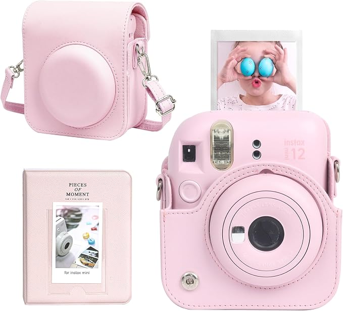 CAIYOULE Camera Case for Fujifilm Instax Mini 12 Instant Film Camera | Protective Camera Case, Camera Crossbody Bag for Fuji Mini 12 with Photo Album, Adjustable Shoulder Strap, Blossom Pink by CAIYOULE