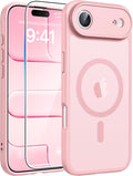 FNTCASE for iPhone Air Case, Fit for Magsafe, with Glass Screen Protector | Full Camera Protection, Translucent Matte, 14FT Military Grade Drop Proof, Shockproof Protective Phone Cover, Light Pink by FNTCASE