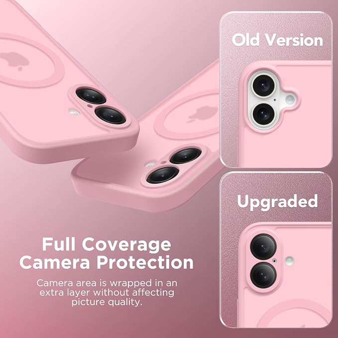 CAPRARO for iPhone 16 Case, Compatible with MagSafe | Upgraded [Full Camera Protection] Protective Translucent Matte Women Girl Magnetic Phone Case Cover, Peach Pink - Image 6