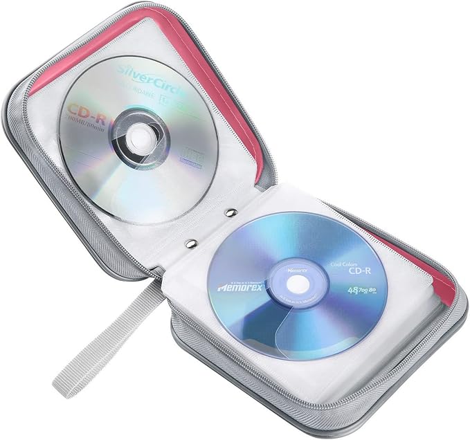 Siveit CD/DVD Cases 40 Capacity Disc Storage Binder for Car(Light Pink) | Holders Wallet Hard Plastic CD/DVD Case for Car Home Office Travel - Image 5
