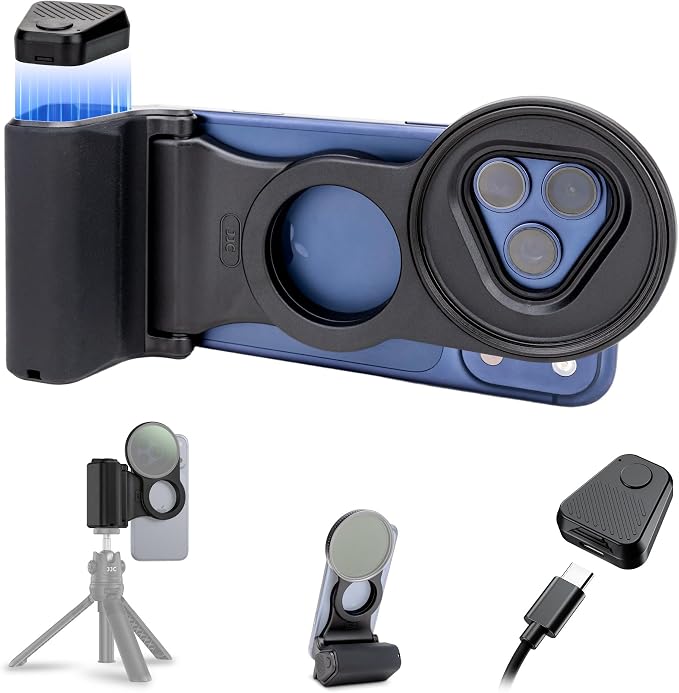 67mm Magnetic Phone Lens Filter Mount with Phone Camera Shutter Grip Kit for iPhone 17 Pro Max Accessories,UV ND CPL Filter Adapter Set for iPhone 16 15 14 Pro Max Only for Video Shooting(NO Filters) by Kiorafoto