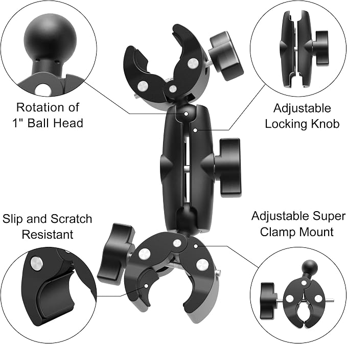 Double Super Clamp Mount Umbrella clamp Camera Clamp Pole Clamp for Monitor Bracket Magic Socket Arm Desk Photo Studio Light Stand, Photography Reflector, Flag Holder Mount, Cross Bar - Image 4