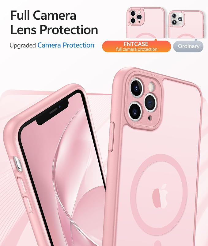 FNTCASE for iPhone 11 Pro Max Case, Fit for Magsafe, Full Camera Protection | Translucent Matte Magnetic Phone Back, 14FT Military Grade Drop Proof, Slim Shockproof Protective Cover, Light Pink - Image 4