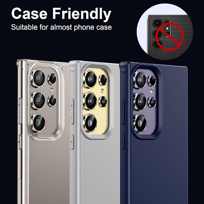 WSKEN for Samsung Galaxy S24 Ultra Camera Lens Protector - Ultra Thin | Case Friendly, 9H Shatterproof Tempered Glass, Anti Scratch Metal Circle, Camera Screen Protector Cover Accessories, Violet - Image 5