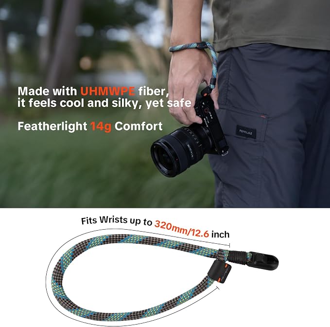 PGYTECH Rope Camera Wrist Strap Slim Outdoor Style, Quick Release | Adjustable Camera Hand Strap for Sony/Nikon/Canon Compact Camera/Mirrorless/Phone, Holds 55.1lb, Anti-Drop, Aurora Blue - Image 2