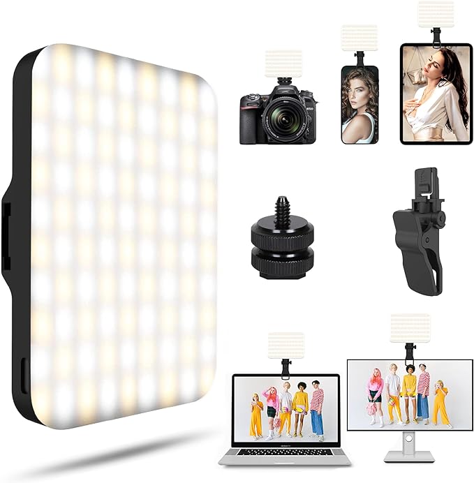Selfie Light - BANSINE USB-Rechargeable LED Phone Light - Portable Photo Light with 97+ CRI, Up to 6500K Color Temperature for Selfie, Zoom Conference, Video, Makeup and Live Stream by BANSINE