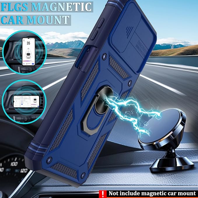 Gritup for Galaxy A03S Phone Case Military-Grade Shockproof with Kickstand | with 2 PCS Screen Protector, Slide Camera Cover, Heavy Duty Outdoor Protection Funda para Galaxy A03s Cover-Blue - Image 6