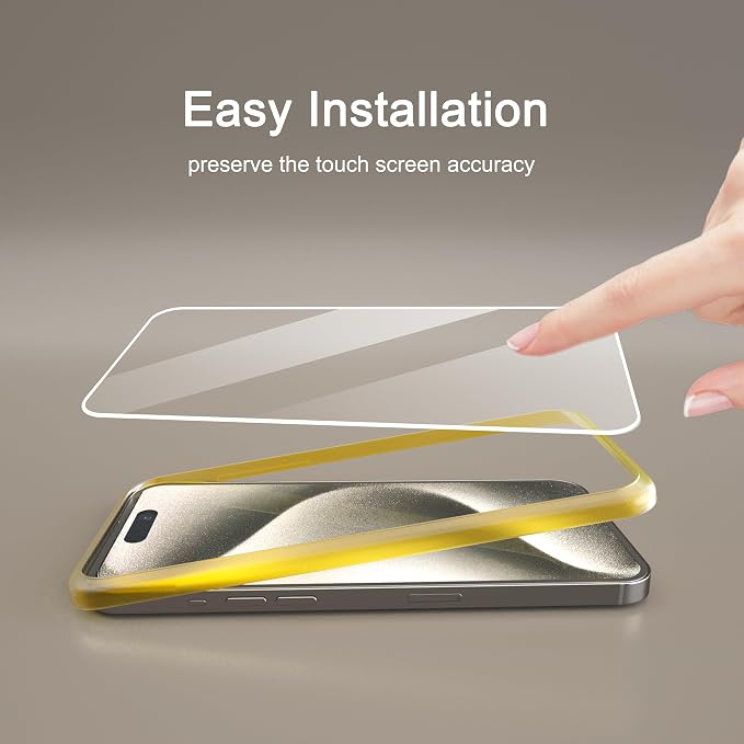Ailun Screen Protector + Camera Lens Protector for iPhone 15 Pro, 3+3 Pack | 6.1 inch, Installation Frame, Case Friendly, Tempered Glass, HD - Image 2