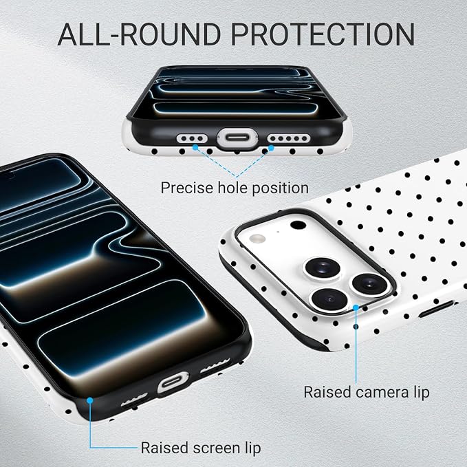 TPU Phone Case for iPhone 17 Pro Max, MagSafe Wireless Charging Compatible, Shockproof Slim Fit Protective Cover with Anti-Yellowing & Raised Camera Protection (Polka dot 8, iPhone 17 Pro Max(6.9")) - Image 3