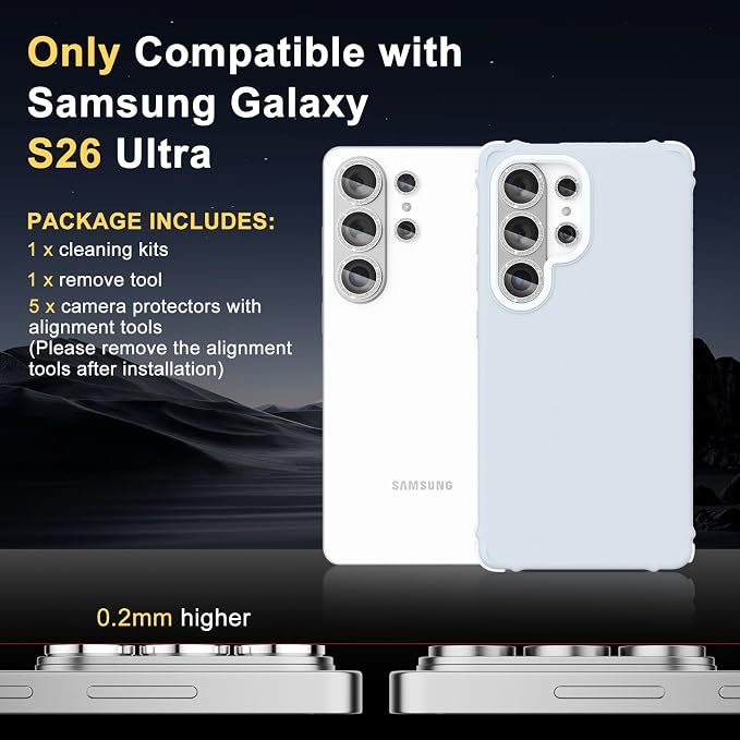 Camera Lens Protector for Samsung Galaxy S26 Ultra, Glitter Silver | Tempered Glass, Auto-align Tray, Easy Installation, Case Friendly, Anti-Scratch, HD Clear, Ultra Slim - Image 7