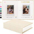 Instax Mini Photo Album with Writing Space, Linen Cover, Beige | Compatible with 2x3 inch & Polaroid Pictures, 28 Recessed Clear Pockets, Wedding Guest Book and Family Memories by Unknown