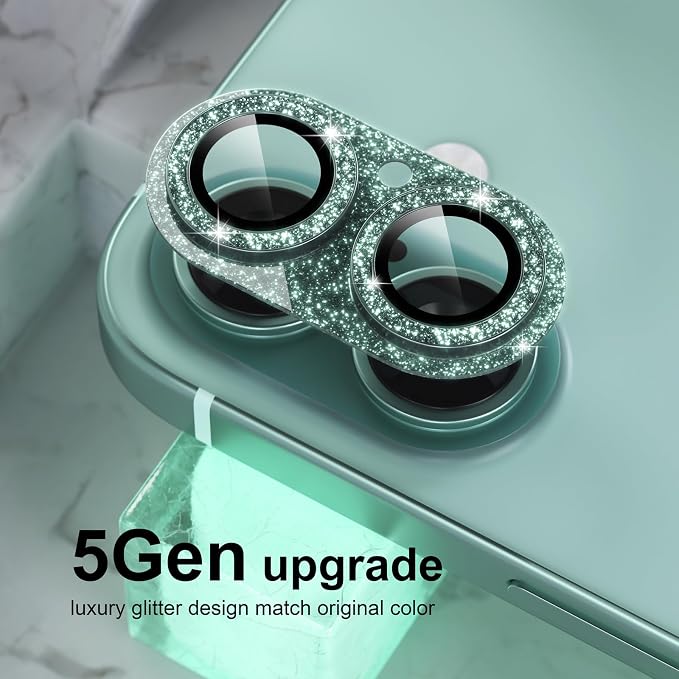 Choiche for iPhone 16 /iPhone 16 Plus Camera Lens Protector, Glitter-Teal | Bling Metal Camera Cover with 9H Tempered Glass Lens Screen Protector Accessories, Strong Adsorption, Case-Friendly - Image 7