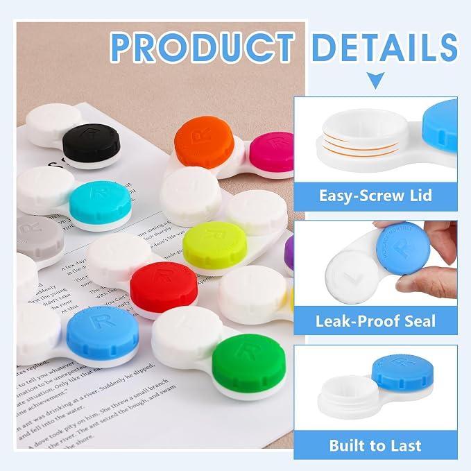 120 Pack Colorful Contact Lens Cases Bulk, Cute Leak-Proof Storage Box with 12 Assorted Colors, Durable Portable Travel Kit for Home and Office Use - Image 3