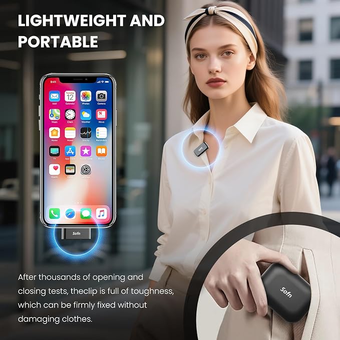 PocketGo Wireless Lavalier Microphone for iPhone, Phone, Vlog, YouTube | AI Noise Cancellation, 30H Battery Life, Portable Design, Plug & Play, Built for TikTok & YouTube Vlogs, Lapel Microphones - Image 6