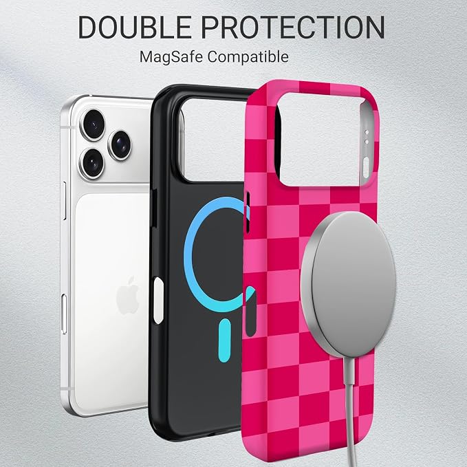TPU Phone Case for iPhone 17 Pro, MagSafe Wireless Charging Compatible, Shockproof Slim Fit Protective Cover with Anti-Yellowing & Raised Camera Protection (Grid 2, iPhone 17 Pro(6.3")) - Image 6