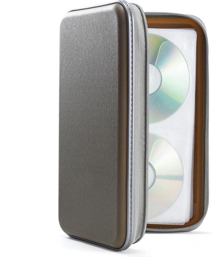 UENTIP CD Case,96 Capacity Hard Plastic DVD storage for Car Home Travel ﻿ | CD Holder,Zipper Closure,Scratch-Resistant Sleeves,Stay Away Dust and Damp,Storage Music Video Game Discs Blu-ray by UENTIP