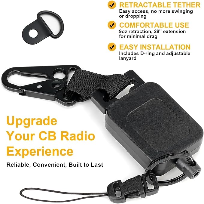 fantaseal 2-Pack Retractable Steel Rope CB Mic Hanger Holder Microphone Car Mount Lanyard Hook Mounting Kit-Rectangle - Image 4