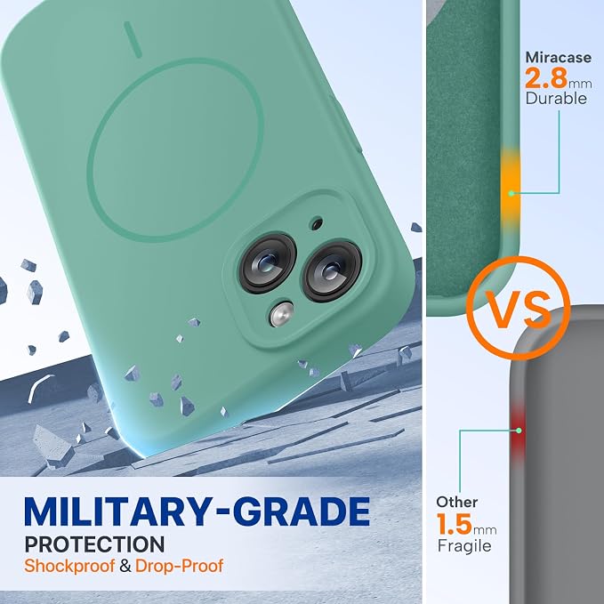 miracase Magnetic for iPhone 14 Case, [Soft Anti-Scratch Microfiber Lining], Compatible with MagSafe, Liquid Silicone Case Shockproof Drop Protection Phone Case for 14, Midnight Green - Image 2