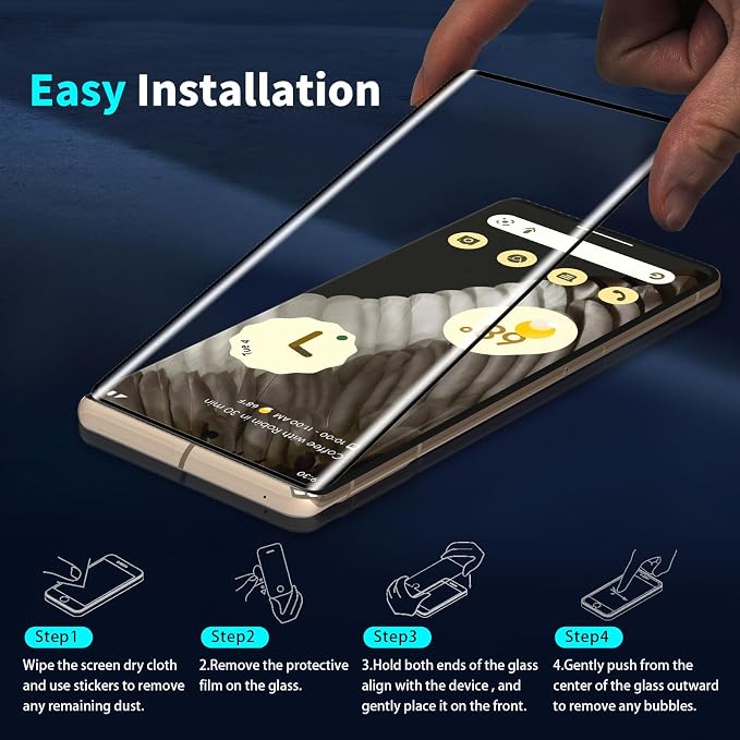 Didisky 2+2 Pack Screen Protector for Google Pixel 7 Pro, 9H Hardness,Touch Sensitive,Easy Install - Image 5