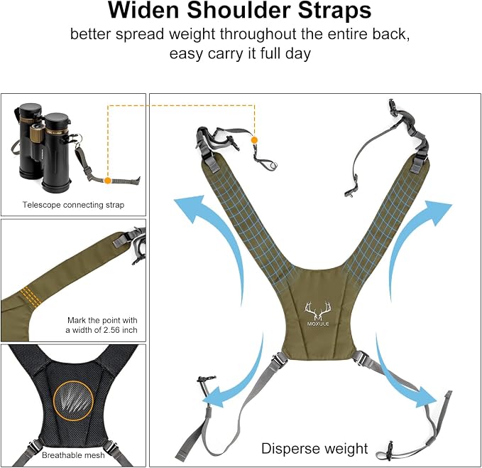 MOXULE Binocular Harness Chest Pack: Bino Case with Rangefinder Pocket XL | Silent magnetic lid, one-handed access, removable pouches, rain cover, MOLLE webbing for hunting hiking bird watching - Image 5